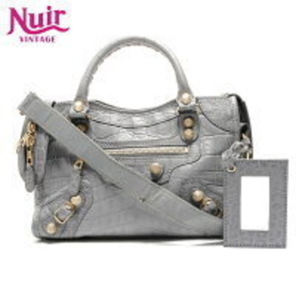 Balenciaga Giant City Embossed Handbag Gray